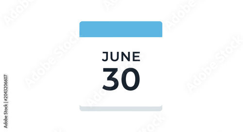 Minimalist June 30 Calendar Icon Illustration Showing Specific Date for Event Planning and Reminders