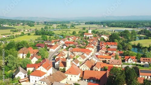 Skyline of small town Kostanjevica na Krki in Slovenia