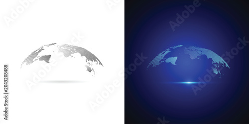 Futuristic blue neon glowing particle world map sphere digital communication cyber big data earth globe element design