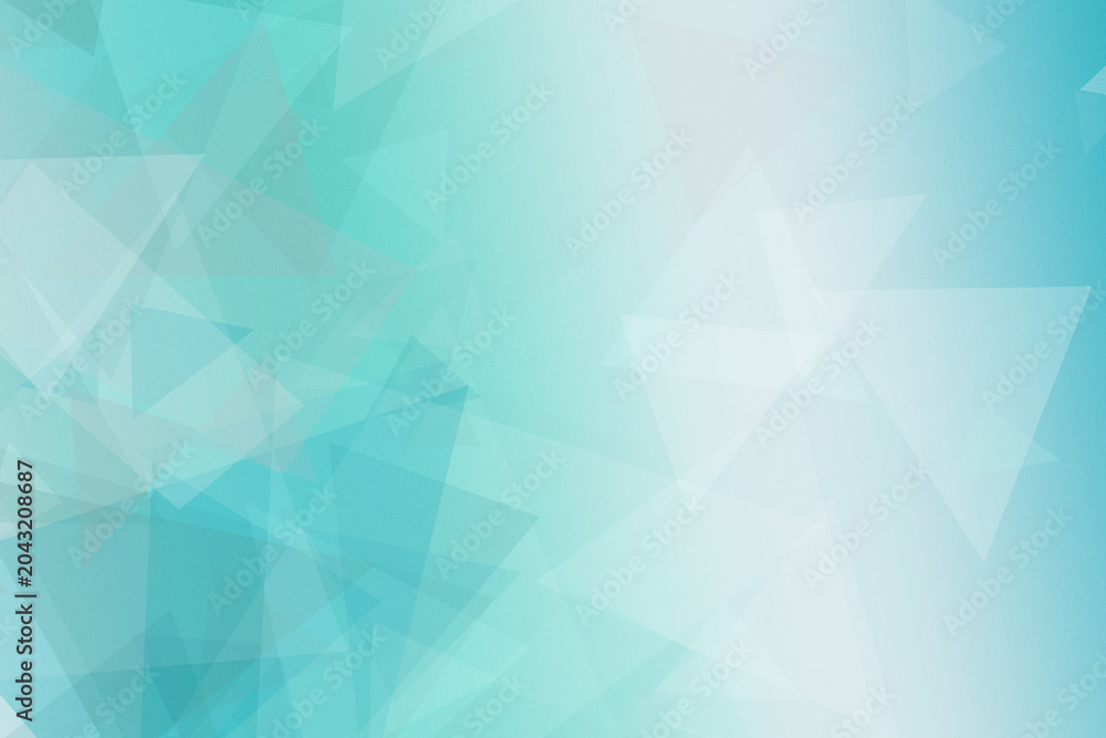 Fototapeta premium Low-poly geometric backdrop in calming blue and white tones, featuring faceted triangles and soft light rays, ideal for presentations, flyers, and web banners with copy space.