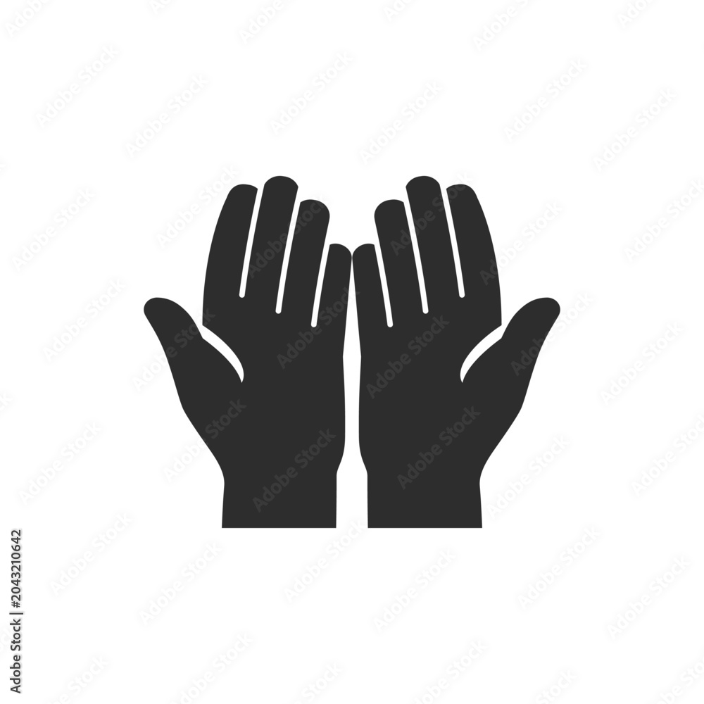Obraz premium Hands, palms icon. Monochrome black and white symbol