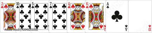 Foto Playing Cards Sequence Vector Illustration Featuring Club Suit Royal Cards and S