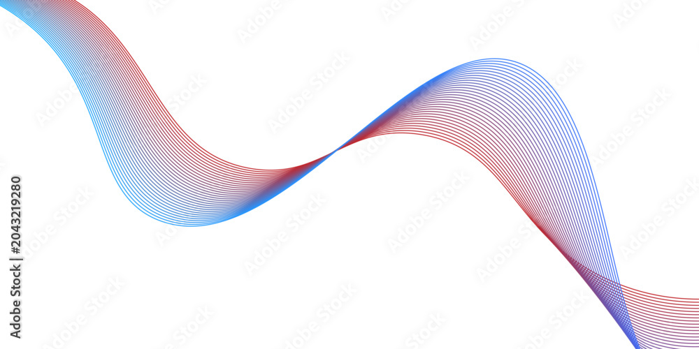 Fototapeta premium Abstract red or blue wave lines white background, Abstract texture line pattern background. Transparent horizontal red wave on white. modern luxury futuristic background vector illustration.