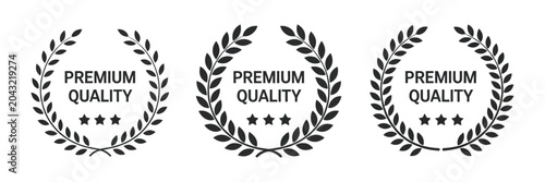 Foto Premium Quality Badges showcasing authentic product emblems, luxury branding gra