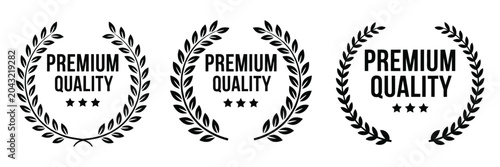 Foto Premium Quality Badges featuring authentic product icons, luxury branding elemen