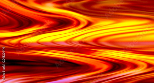 Foto Vibrant red and orange abstract liquid waves with yellow highlights creating intense fiery motion blur texture design