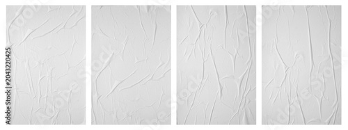 Canvas-taulu Blank white crumpled and creased paper poster texture set isolated background