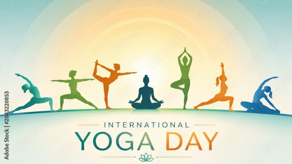 Obraz premium Illustration of international yoga day celebration poster design. 