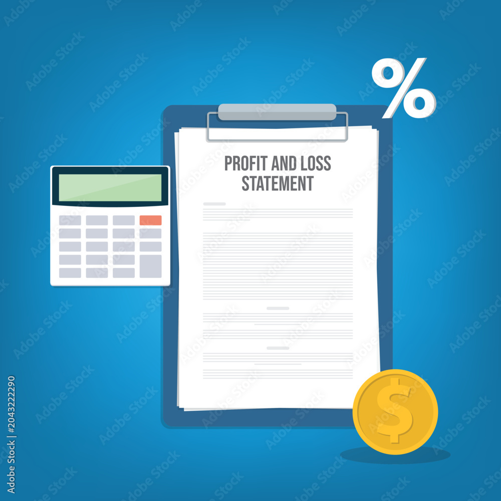 Φωτογραφία Profit and loss statement, accounting concept, vector illustration
