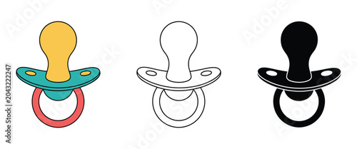 Obraz na płótnie Pacifier Baby Vector Icon Set presenting flat baby soother icons, infant care nu