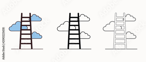 Photos Ladder to clouds vector illustration for success and ambition concept