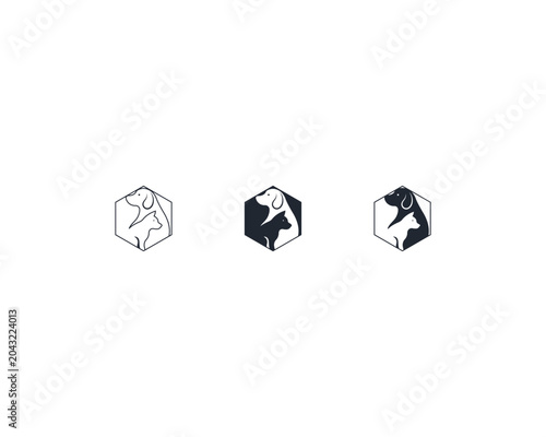 Dog and cat logo design template vector, line of pet logo design suitable for pet shop, store, cafe, business, hotel, veterinary clinic, Domestic animal vector illustration logotype, sign and symbol