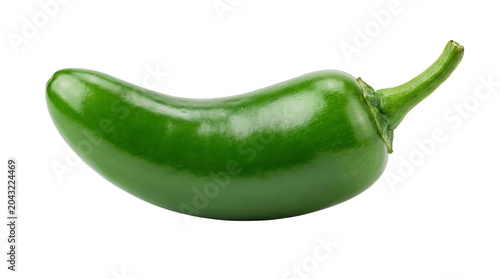 Bilde på lerret Fresh Green Jalapeño Pepper with Glossy Surface, Spicy Chili Ingredient for Cook