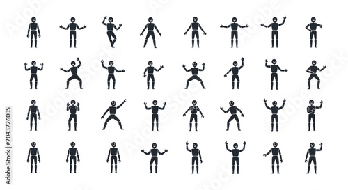Stick Figure Human Pose Icon Set