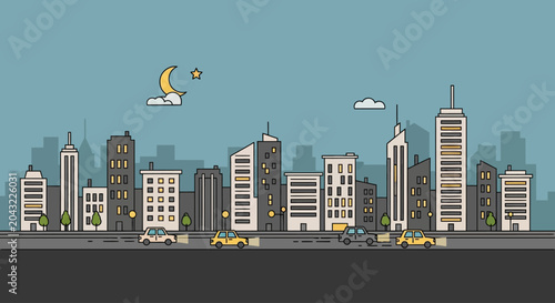 Photos City Skyline with Tall Buildings.
