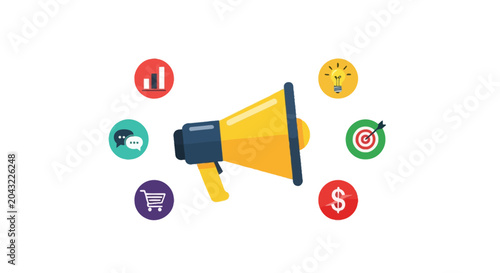 Photos Yellow Megaphone Loudspeaker Icon Graphic.