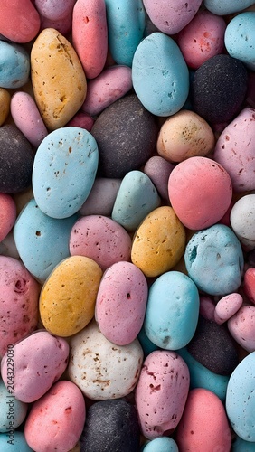 Colorful Assorted Candy Eggs in Close Up
