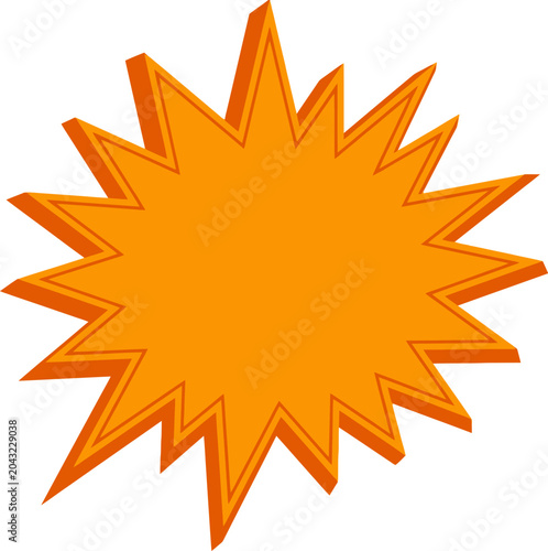 Orange starburst explosion shape with copy space during bright studio lighting vector illustration