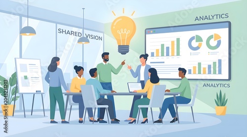 Business Team Collaborative Data Analytics Strategy Meeting Innovation