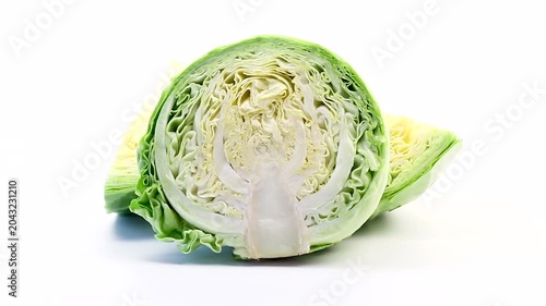 organic sliced cabbage with crisp green leaves