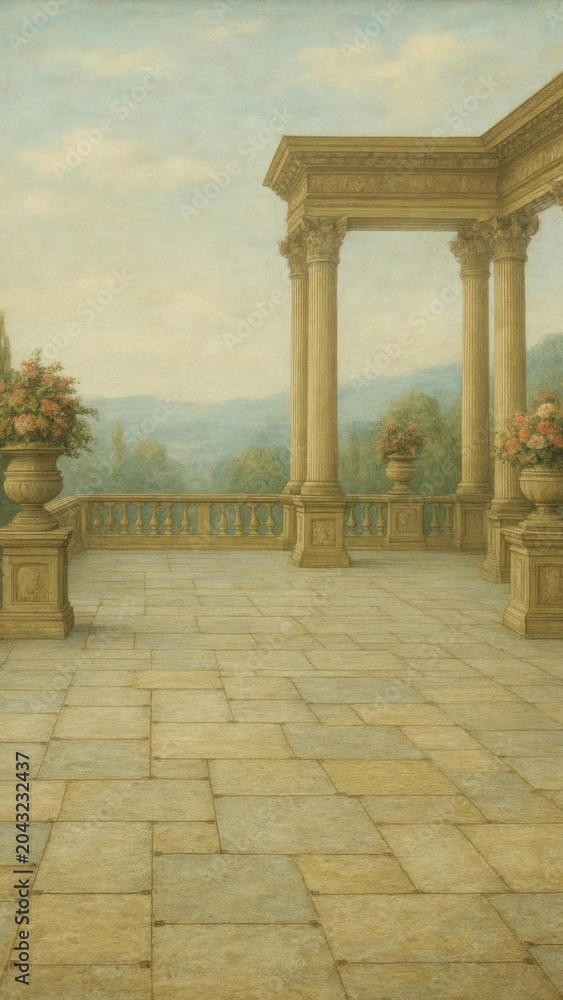 Naklejka premium Elegant terrace with classical columns.