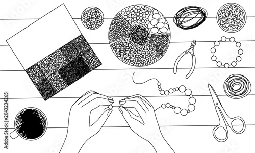 Photos Hand drawn jewelry making process vector illustration