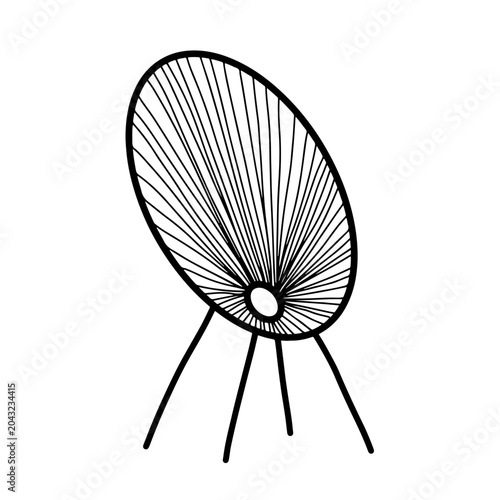 Rattan garden chair vector sketch