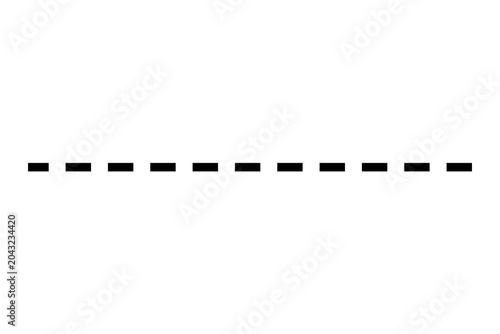 Solid Black Dashed Horizontal Line Isolated on Transparent Background