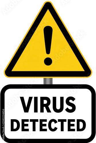 Virus Detected Warning Sign Isolated on Transparent Background