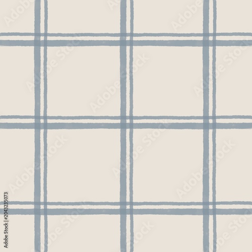 Bild auf Leinwand Painterly Dusty Blue Windowpane Grid Seamless Pattern