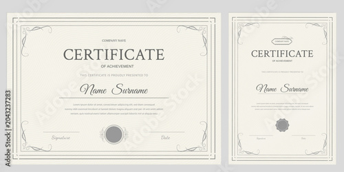 Schilderij op canvas Certificate of achievement template set