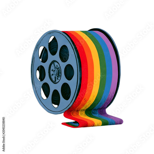 Colorful Film Reel with Rainbow Film Strip