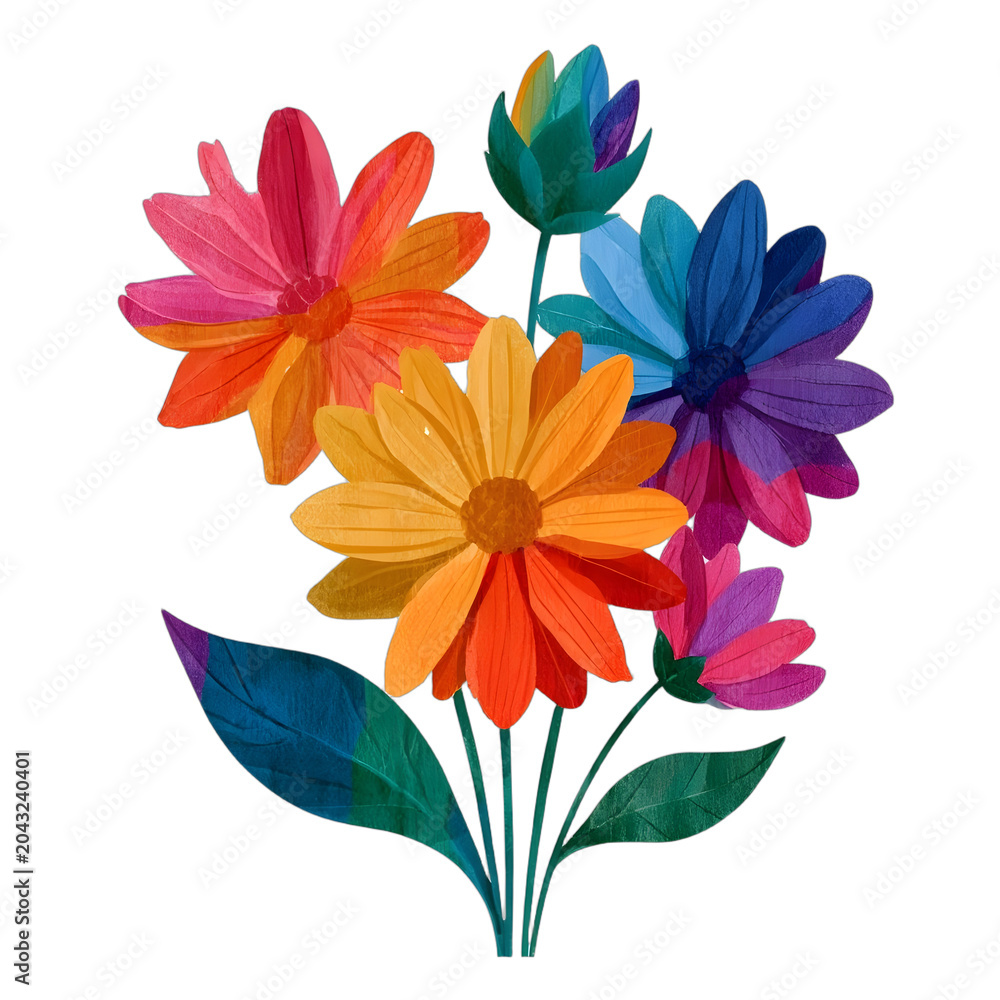 Obraz premium Colorful Flower Bouquet Illustration