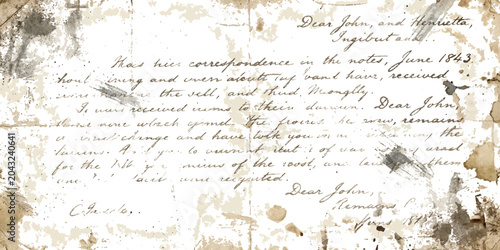 Cuadro en lienzo Old vintage handwritten letter on aged paper from the nineteenth century