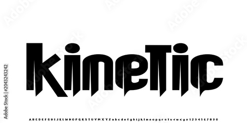 Schilderij op canvas Font digital cyber alphabet, cyberpunk black rounded letters A, B, C, D, E, F, G