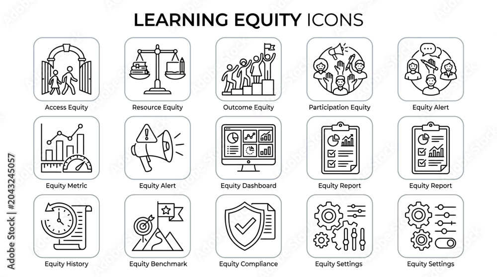 Fototapeta premium Learning Equity Icons Set for Educational and Business Concepts.