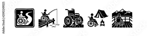 Canvas Print Accessible Outdoor Activities Rough Hand Drawn Icon Set