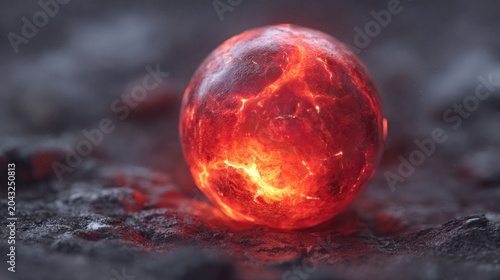 Glowing sphere on rough surface