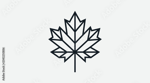 Minimalist geometric maple leaf line art icon.