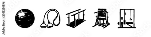 Tableau sur toile Physical Therapy Equipment Distressed Icon Set