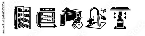 Cuadro en lienzo Accessible Smart Kitchen Appliances Distressed Icon Set