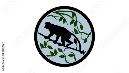 Photography Proboscis monkey on tree, color vector illustration