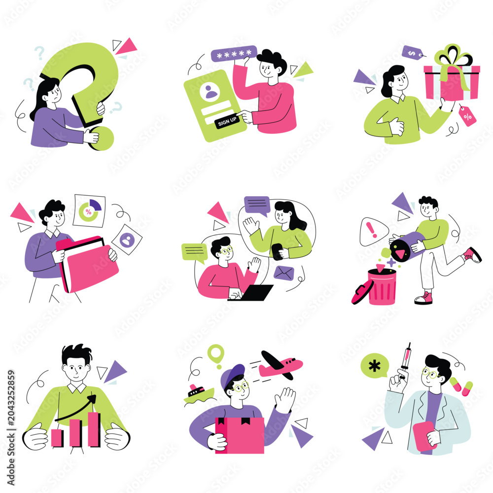 Fototapeta premium Wanderlust Vector Illustration Set 07