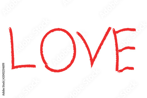 Photos Hand drawing creating classic red love word on white background, conveying emoti