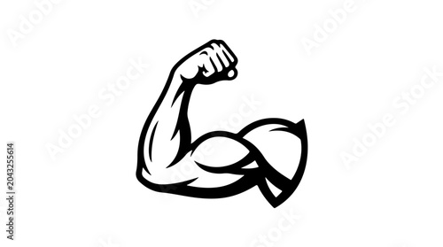 Foto Stylized flexed arm illustration symbolizing strength, power, and determination