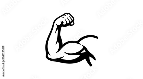 Bild auf Leinwand Stylized flexed arm illustration symbolizing strength, power, and determination