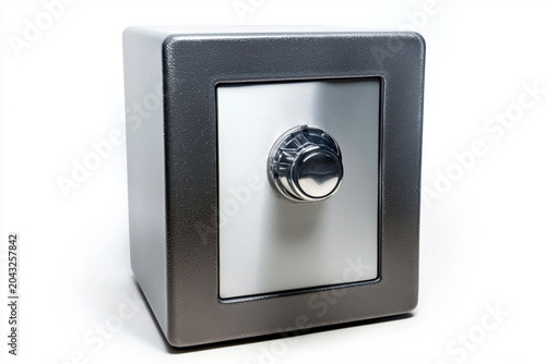 Metal safe with combination lock for security concept