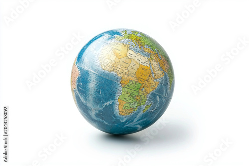 Globe showing Africa and Europe on white background