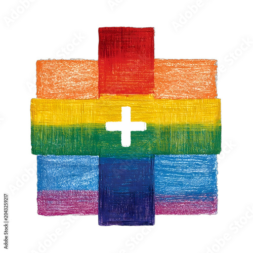Colorful Rainbow Cross Symbolizing Hope and Unity