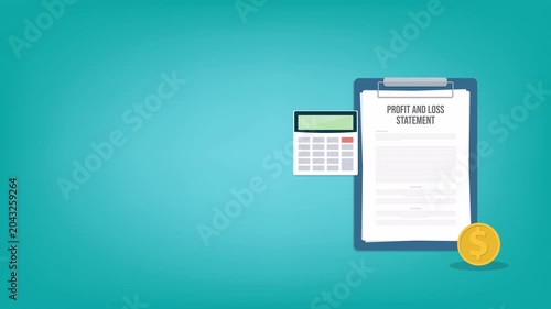 Profit and loss statement, accounting concept, 4k video animation